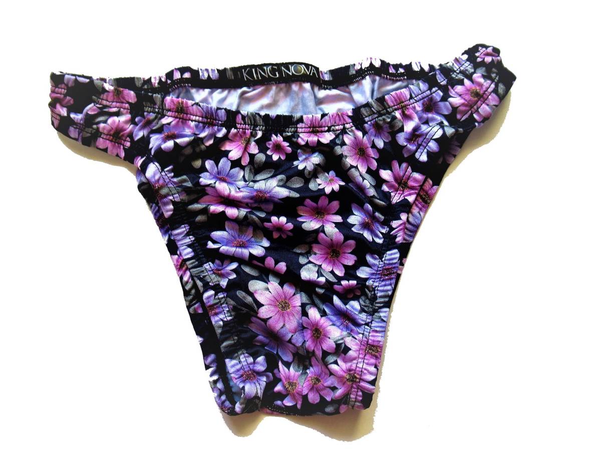 メンズファッション 下着 ビキニブリーフ KING NOVA/キングノバ ビキニパンツ(L寸)ブラック 花柄 p013 ★拍卖
