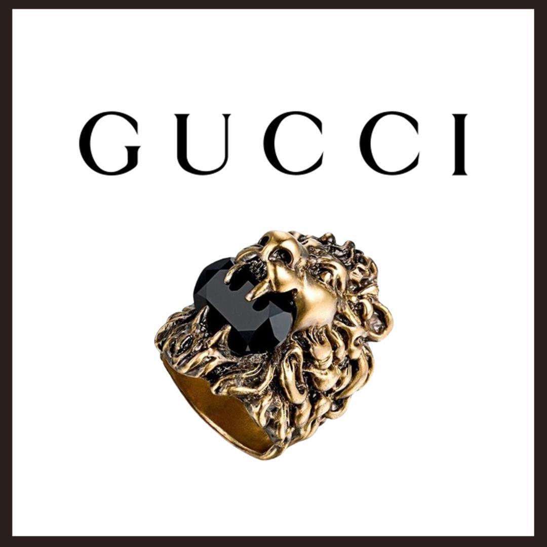 ○★新品 未使用 Gucci グッチ ライオンヘッド スワロフスキー 定番リング ゴールド 13号(グッチ)○●拍卖