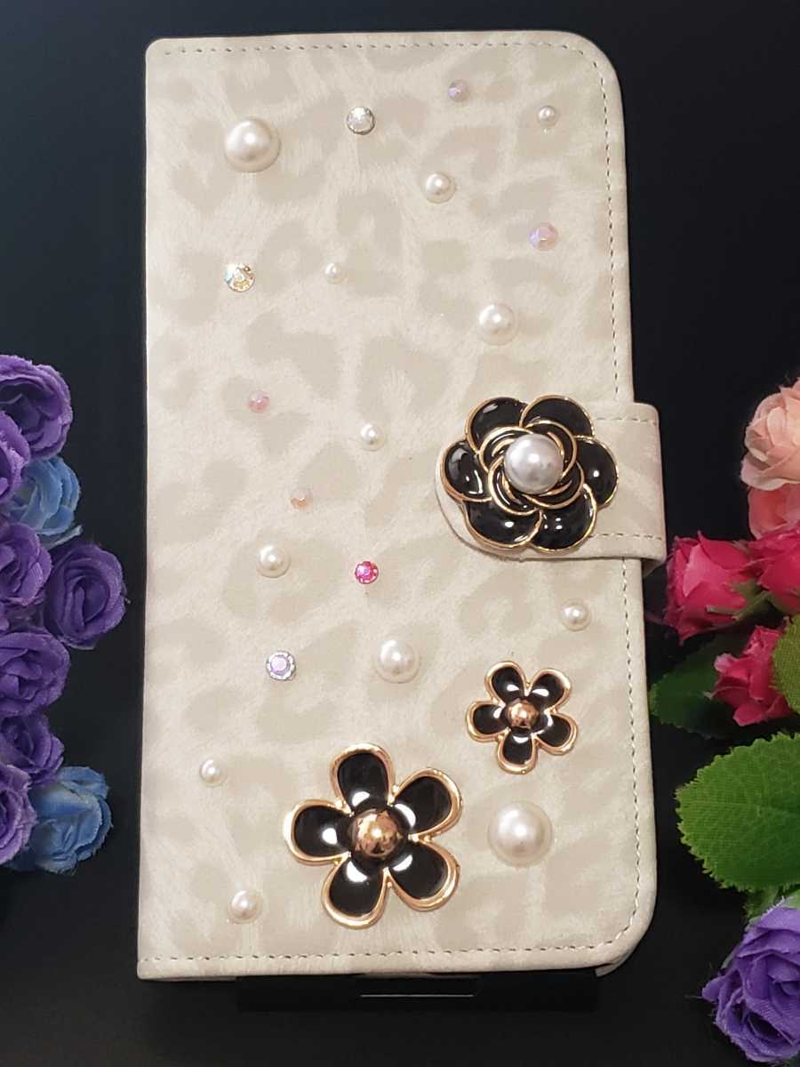 即決★iPhone6 Plus5.5インチ★ハンドメイド パール デコ 手帳型 ケース拍卖