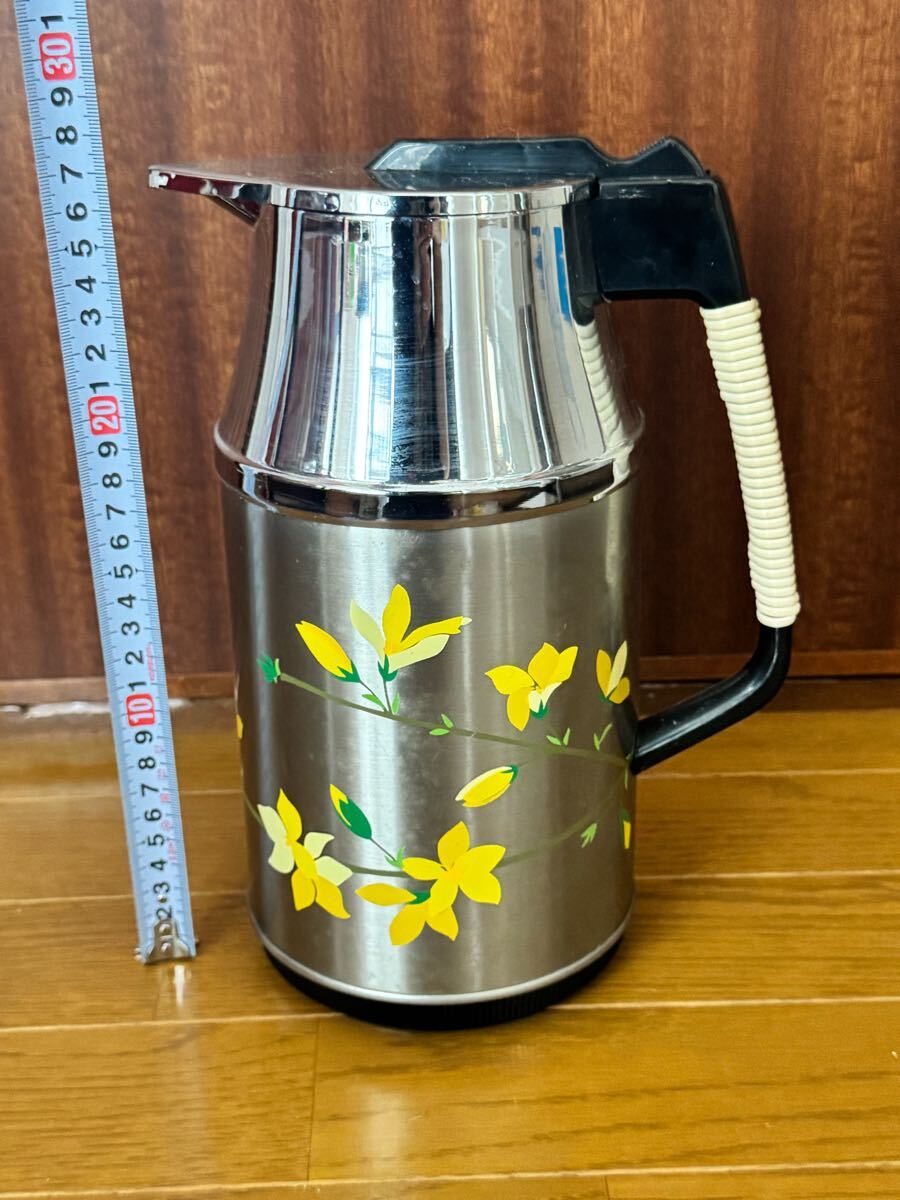 Yacht ヨット 魔法瓶ポット 花柄水差し ウォーターポット 昭和レトロ 食器 キッチン用品 未使用 当時物拍卖