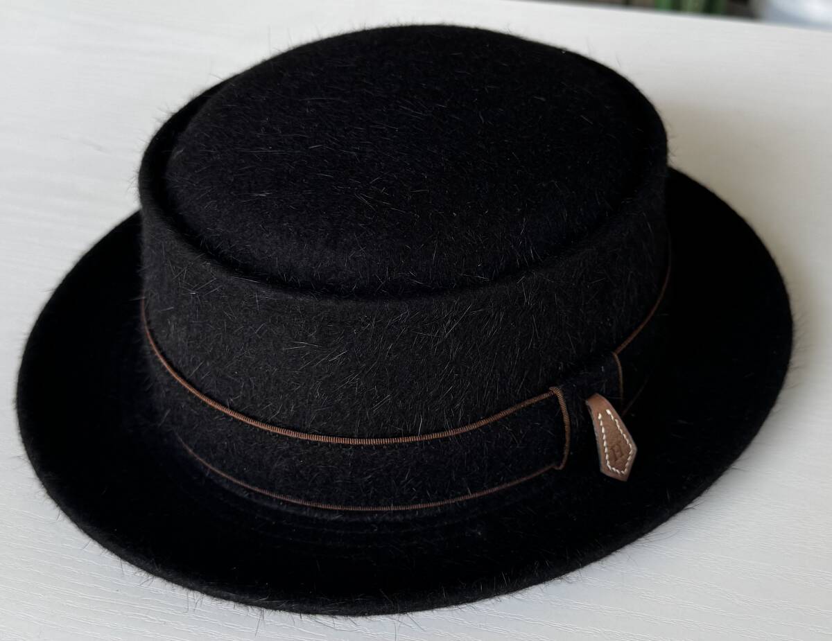 モッチ エルメス MOTSCH HERMES フェルト ハット 58 美品 黒 ※色味は一枚目が近いです拍卖