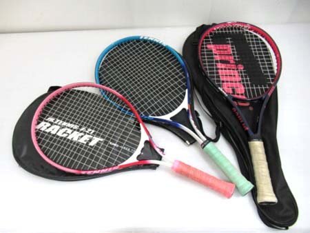 テニスラケット プリンス シエラ25×1 ティゴラ J-23×1 J-25×1 ガットあり ケース付 計3点 おまとめセット ノーチェック中古 ■拍卖