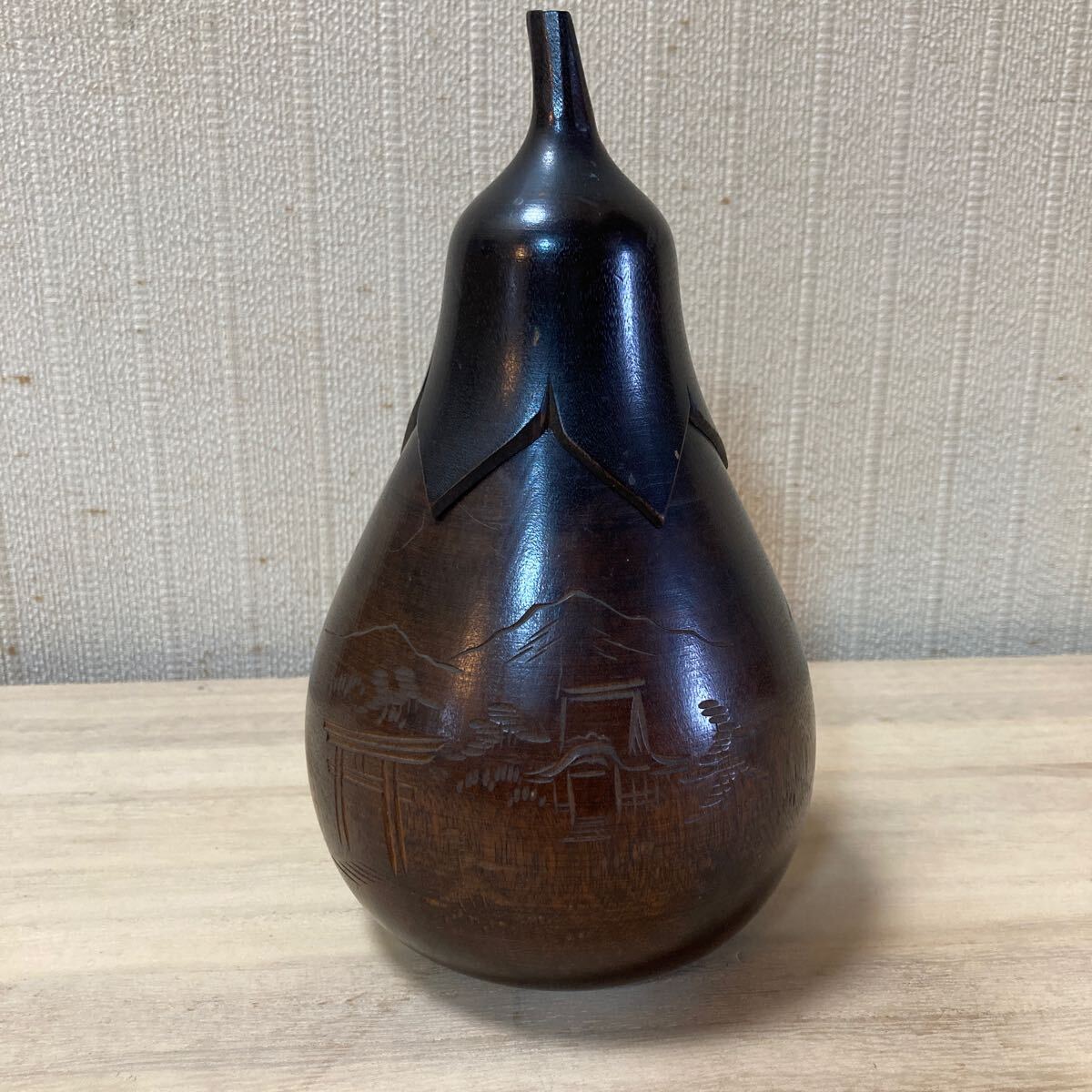 茶道具 木製 茶筒 ナス レトロ 昭和 インテリア アンティーク拍卖