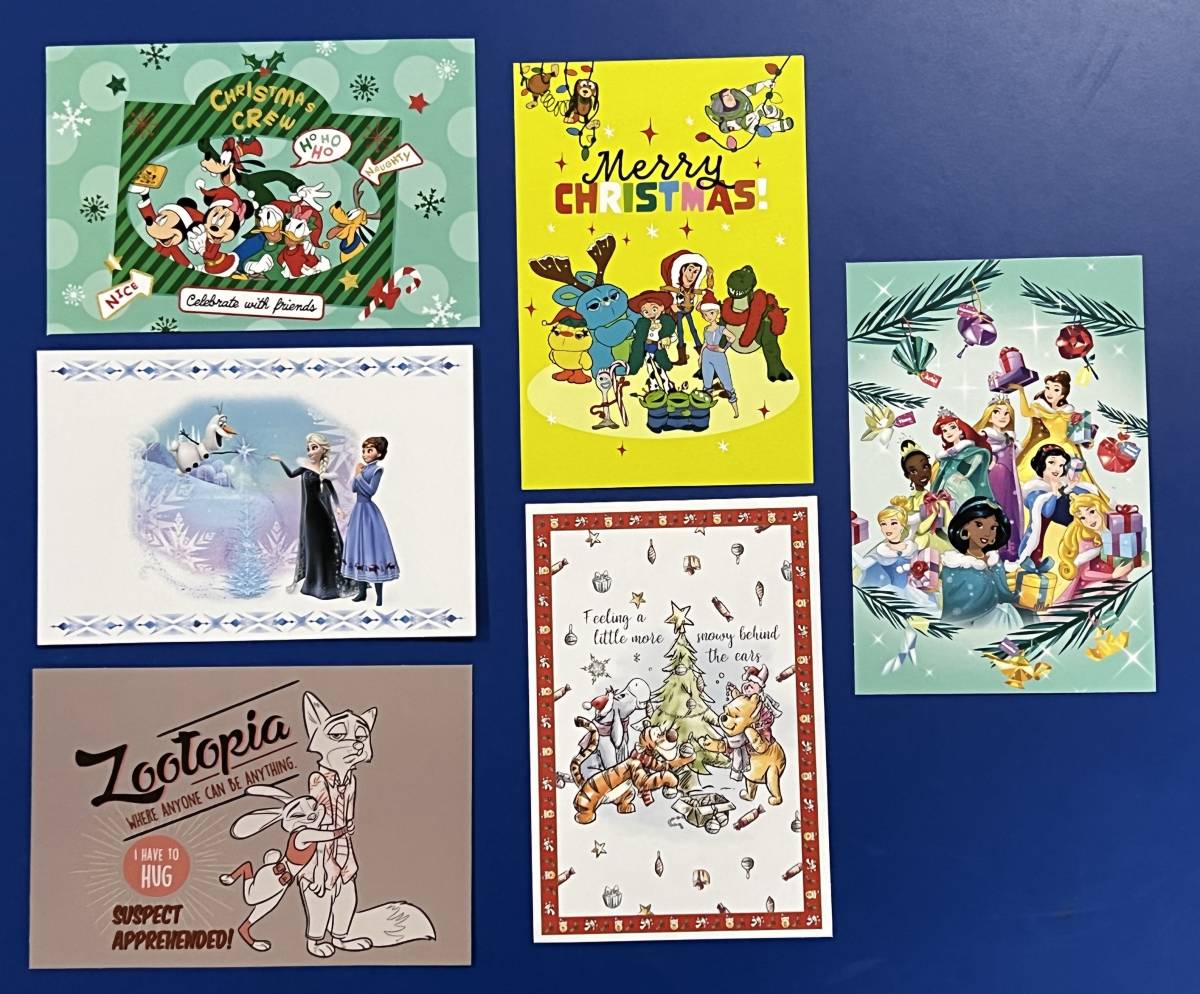 DISNEYクリスマスオーナメントくじ2022 クリスマスポストカード 全種類フルコンプセット 複数購入特典 未使用 ディズニー拍卖