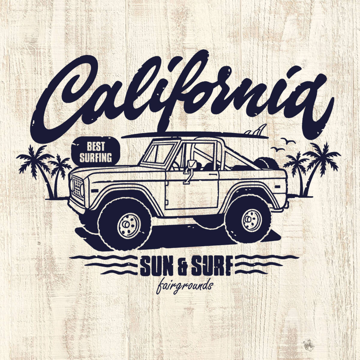 ■SUN & SURF Tシャツ■Mサイズ(ホワイトxネイビー) カリフォルニア アメ車 フォード ブロンコ サーフィン サ-フ FORD BRONCO拍卖