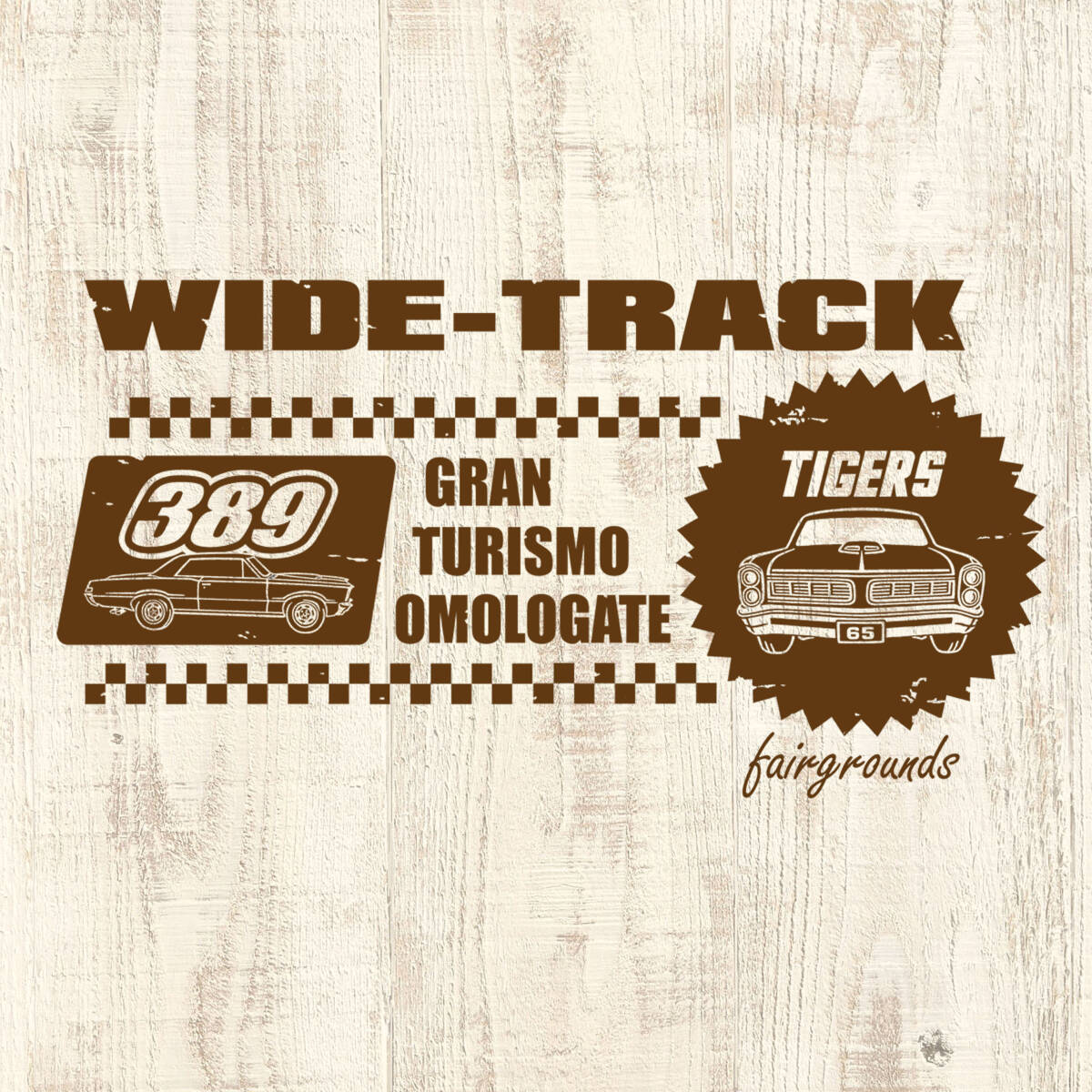 ■WIDE-TRACK Tシャツ■Mサイズ(ホワイトxブラウン) アメリカ アメ車 マッスルカ- PONTIAC GTO拍卖