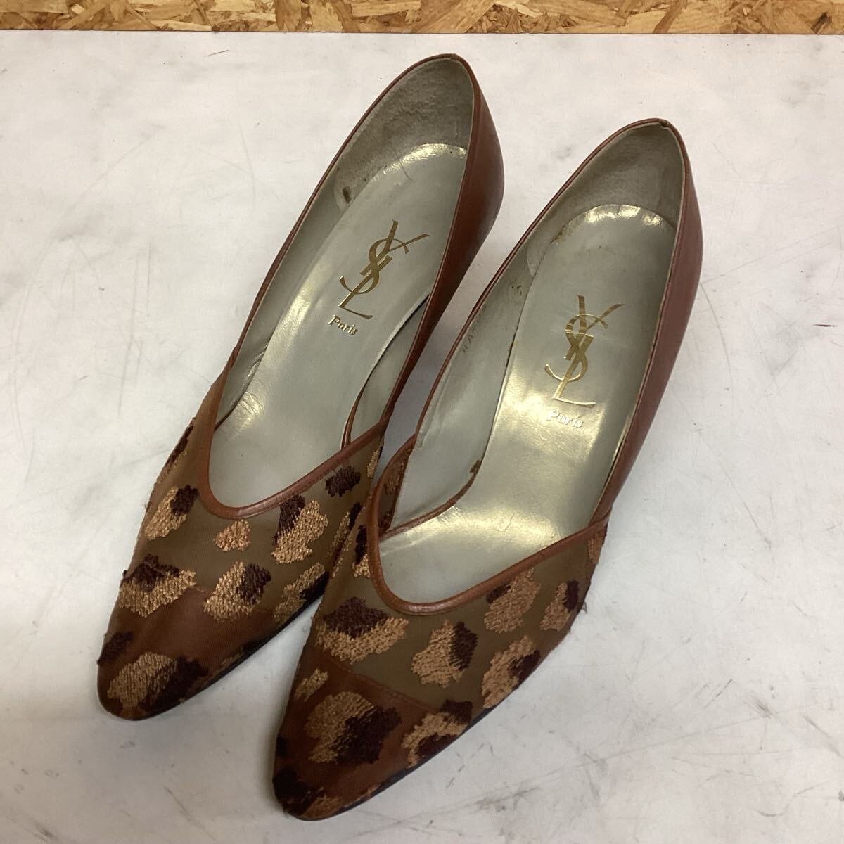 イヴ・サンローラン パンプス ブラウン系 メッシュ生地 春夏シーズン サイズ37 (ぬ82)拍卖