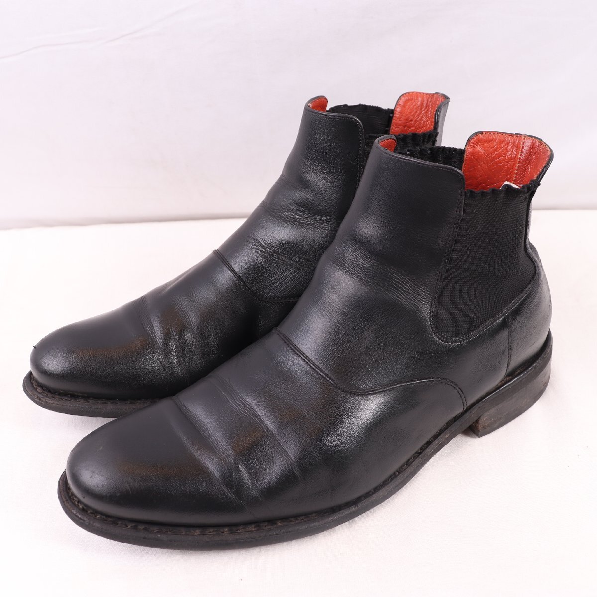 パラブーツ 7 1/2 /26.5cm~27.0cm 位 Paraboot チェルシーブーツ サイドゴア 黒 フランス製 本革 中古 古着 ds5253拍卖