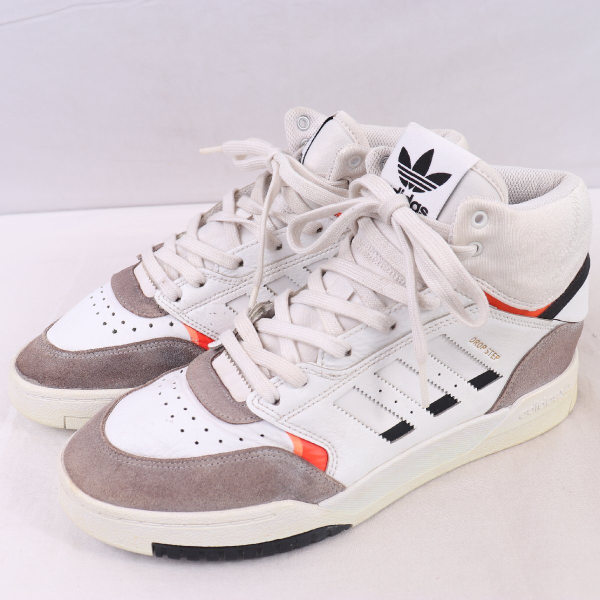 DROP STEP 26.0cm/adidas ドロップステップ アディダス スニーカー 白 ホワイト グレー 黒 オレンジ 中古 古着 メンズ ad6267拍卖
