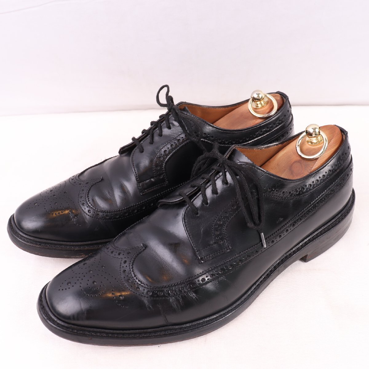 英国製 Dack's 29.5cm 位 / 10 1/2 位 ヴィンテージ チーニー製 ダックス ウィングチップ 黒 メンズ ドレス 革靴 中古 古着 ds5263拍卖