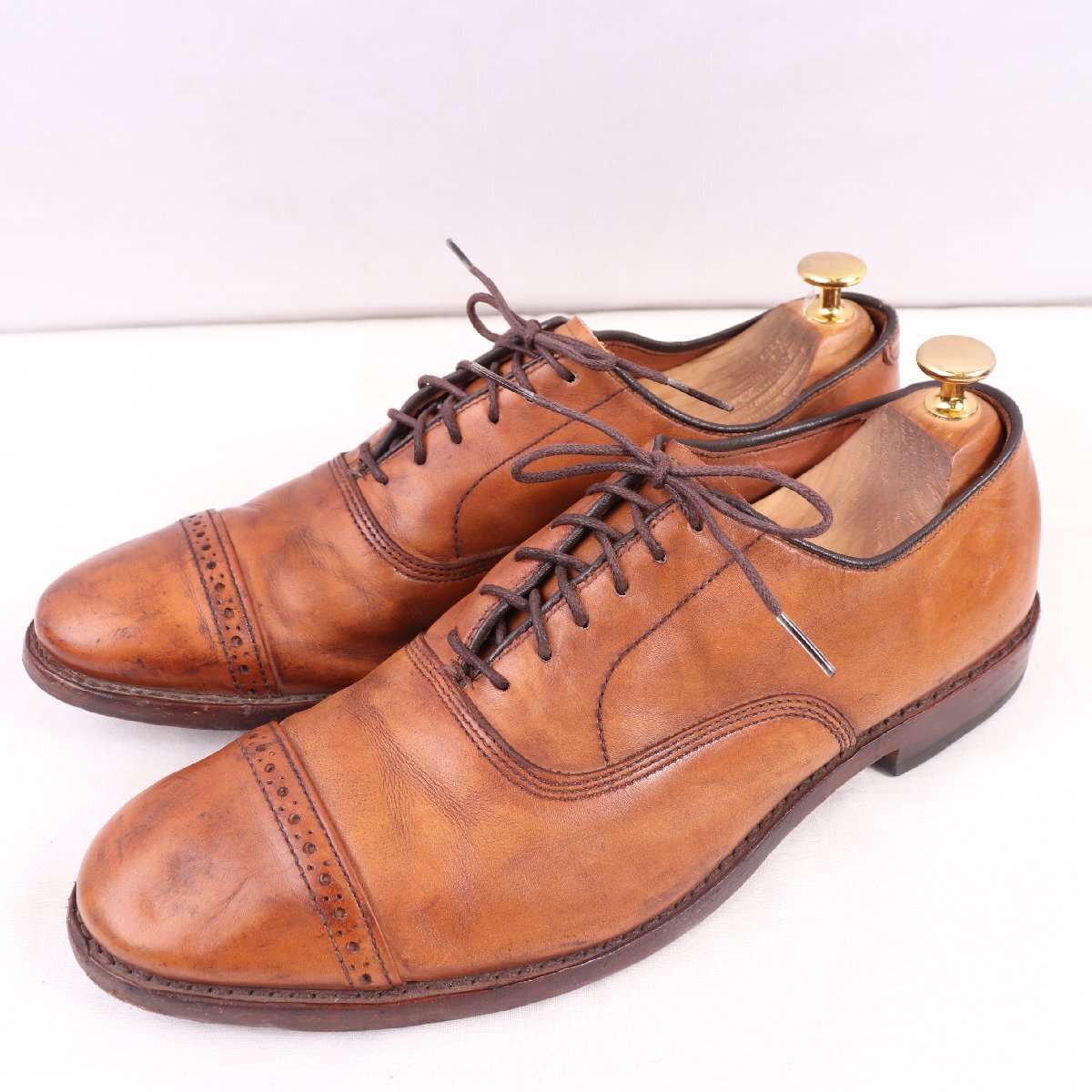 アレンエドモンズ 9 D パンチドキャップトゥ 内羽根 茶 ALLEN EDMONDS Fifth Avenue フィフスアベニュー ドレス メンズ 革靴 中古 ds5267拍卖