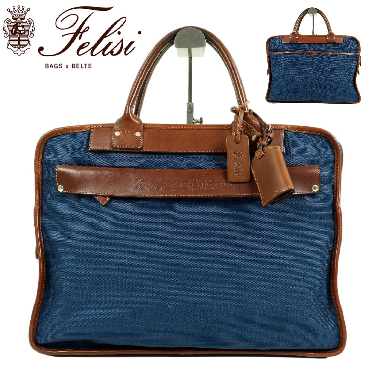 【M419】【美品】【キャンバス地】Felisi フェリージ ビジネスバッグ ブリーフケース 書類カバン レザー 8637/2拍卖
