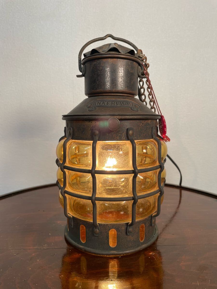 レア♪オランダ ヴィンテージ DHR ANKERLICHT 船舶ライト イエロー バブルガラス ビンテージ ライト マリンランプ 照明 アンティーク 希少拍卖