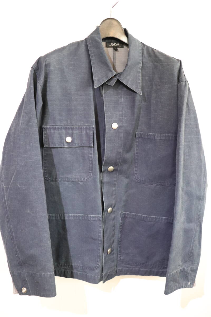 即決 2000年代初頭 A.P.C. アーペーセー フランス製 フレンチワーク カバーオール デニムジャケット ワークジャケット メンズ 1 ネイビー拍卖