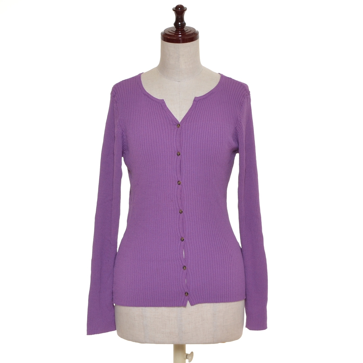 ■473531 B:MING by BEAMS ビームス ●カーディガン スリットネック 2WAY カーディガン リブニット 20ss レディース パープル拍卖