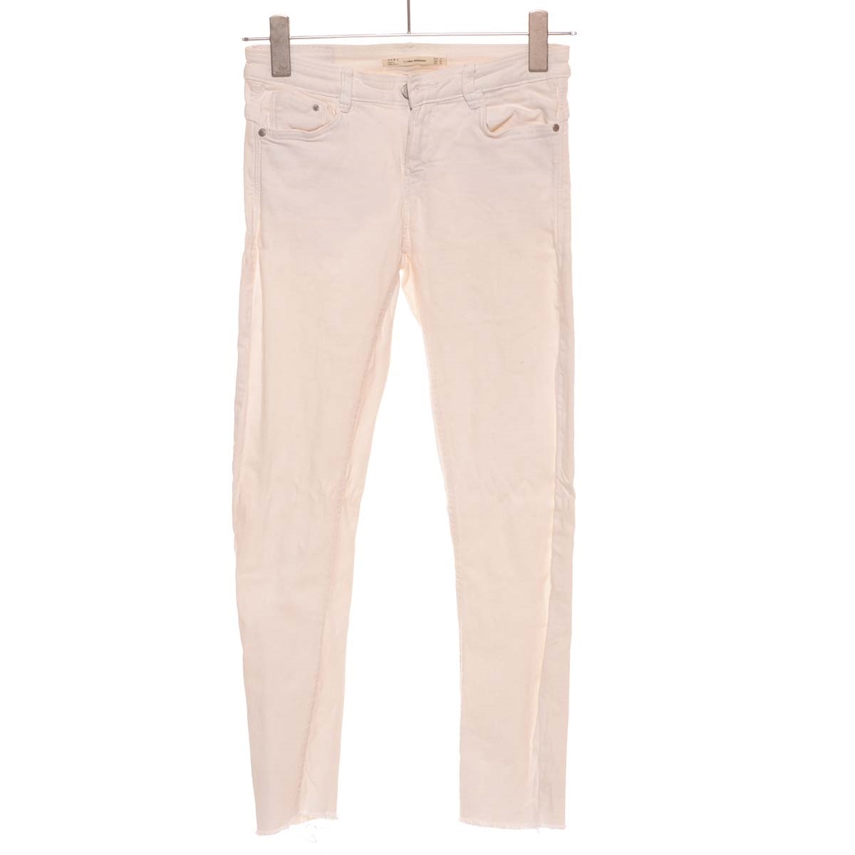 □511510 ZARA ザラ デニムパンツ ○ローライズスキニージーンズ カットオフ ストレッチ サイズ26 レディース オフホワイト拍卖