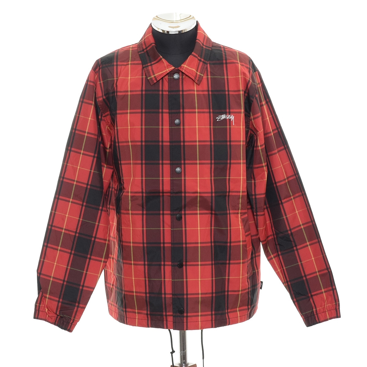 ●546069 STUSSYTUSSY ステューシー ●コーチジャケット タータンチェック 115353 サイズM メンズ レッド拍卖