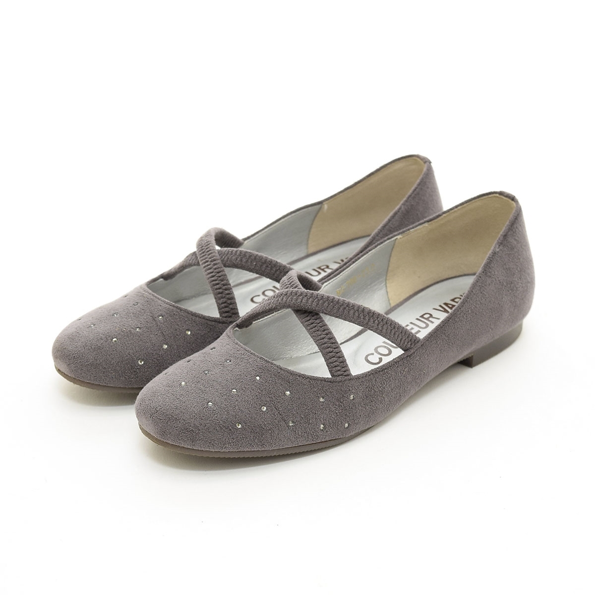 □506448 COULEUR VARIE クロールバリエ パンプス ○スウェードバレエシューズ ラインストーン ペタンコ サイズ23.0cm レディース拍卖