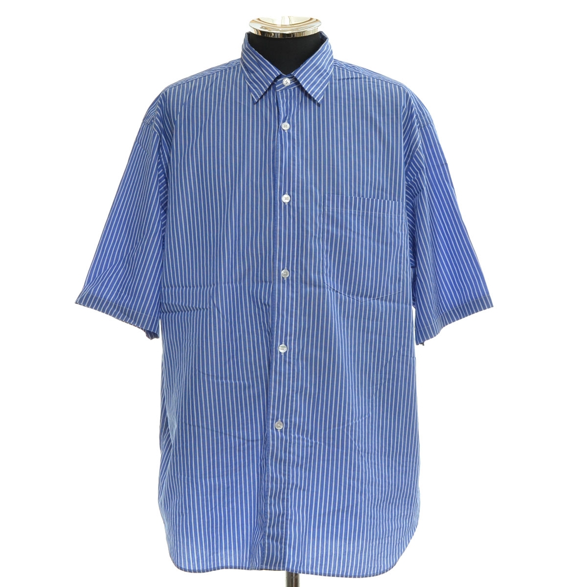 ●548553 UNITED ARROWS 半袖 シャツ ●エアリー ポプリン ストライプ レギュラーカラー ショートスリーブ 1116-250-1110 サイズL メンズ拍卖