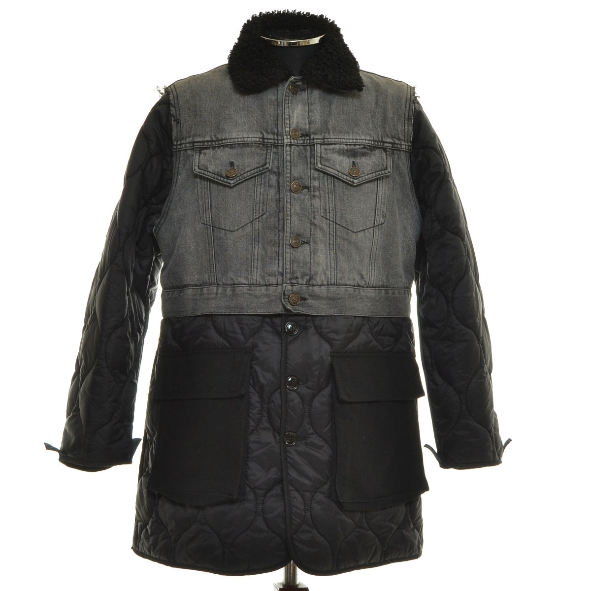 ◆548797 DIESEL ディーゼル ●ドッキングジャケット 21AW デニム キルティング サイズXXS 2WAY ブラック拍卖