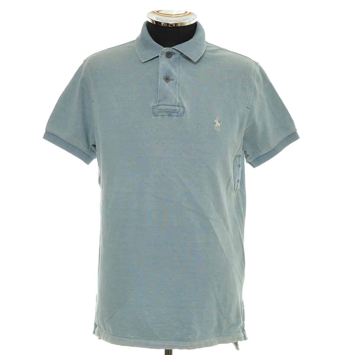 ●544401 POLO by RALPH LAUREN ポロ ラルフローレン ●ラガーシャツ ポロシャツ 半袖 サイズS(国内M相当) メンズ ブルー拍卖