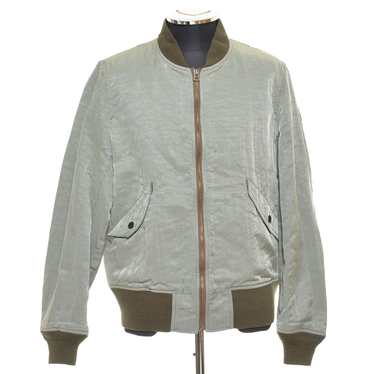 〇318596 STAMMBAUM シュタンバウム リブカラーブルゾン フルジップジャケット ○グログランナイロン M メンズ拍卖