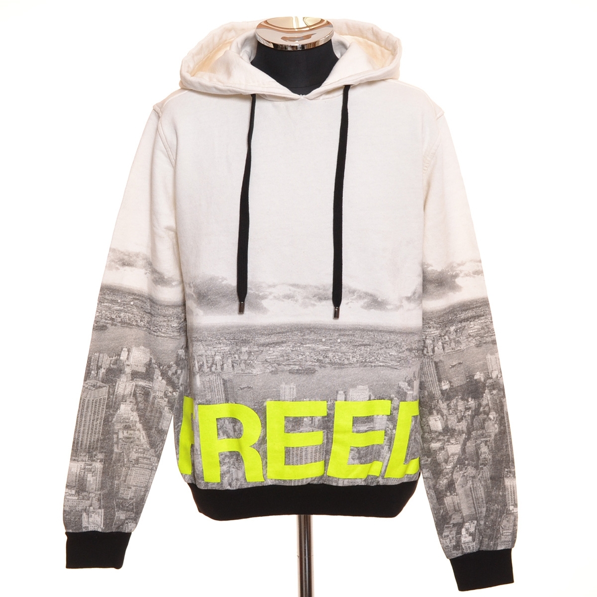 〇499143 FREEDOMDAY フリーダムデイ ○スウェットパーカー フォトグラフィック サイズS メンズ イタリア製 ホワイト 総柄拍卖