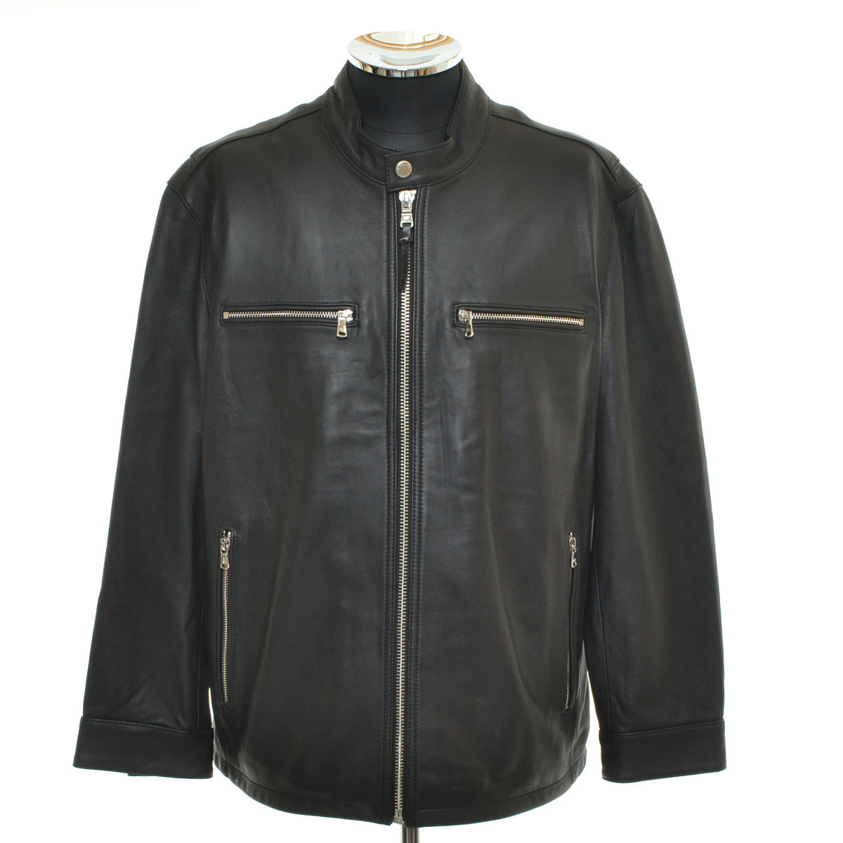 ●550695 MICHAEL KORS マイケルコース MK ●ライダースジャケット ラムレザージャケット サイズL メンズ ブラック拍卖