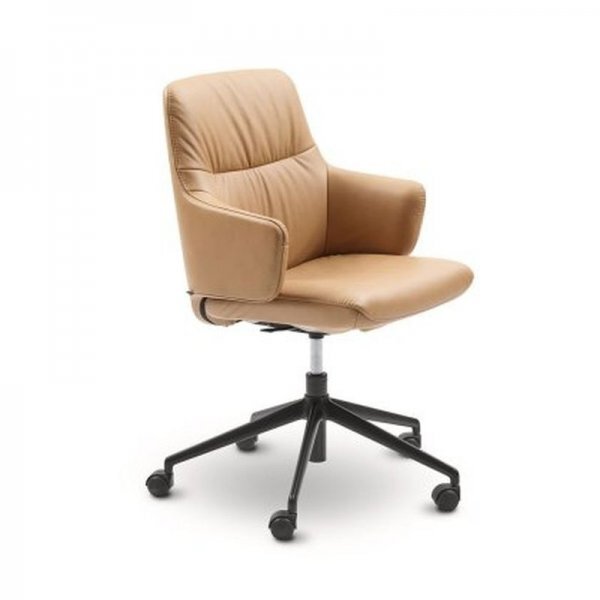 直G03351★【未使用】EKORNES エコーネス stressless ストレスレス ミント ホームオフィス アーム付ローバック チェア / 茶 革 レザー 家具拍卖
