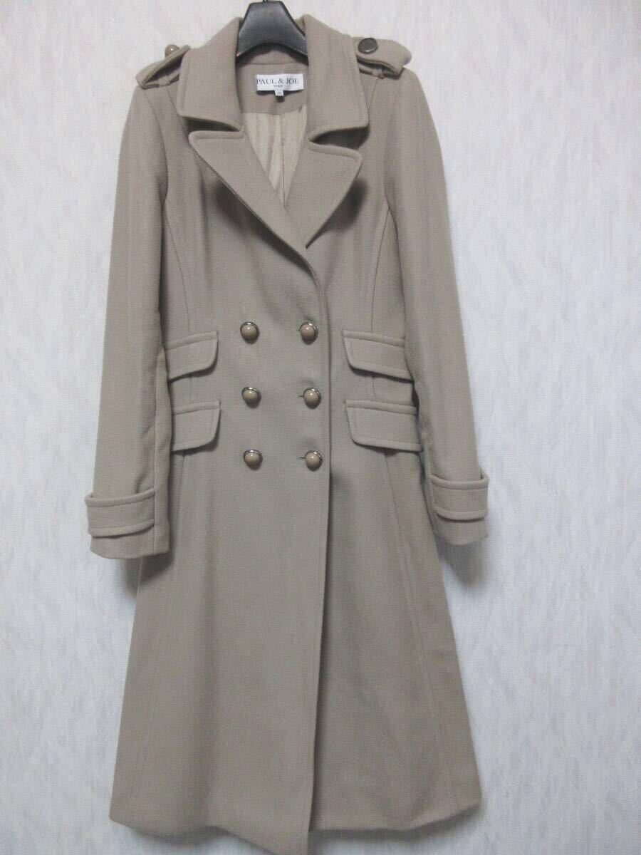 フランス製 ポール&ジョー PAUL&JOE ウール コート ベージュ 36 kn68拍卖