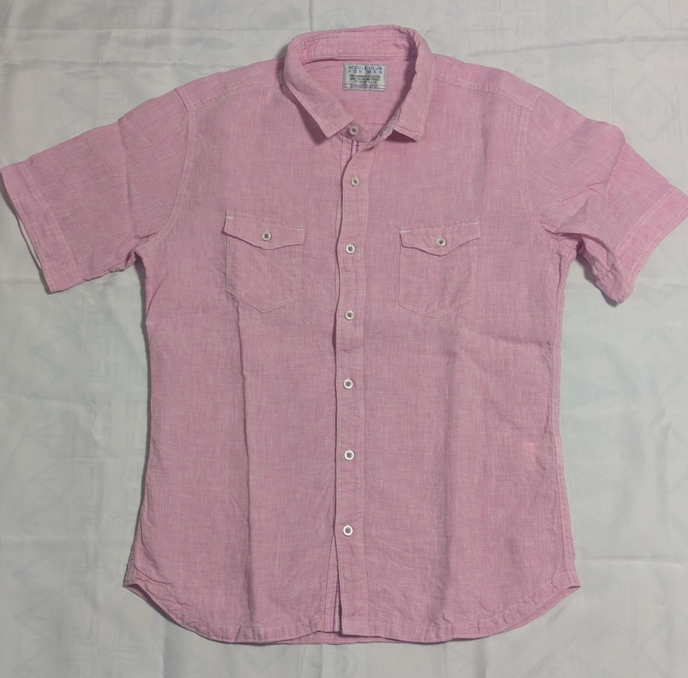 サイズ48(L) NICOLE CLUB 半袖 シャツ ピンク 麻拍卖