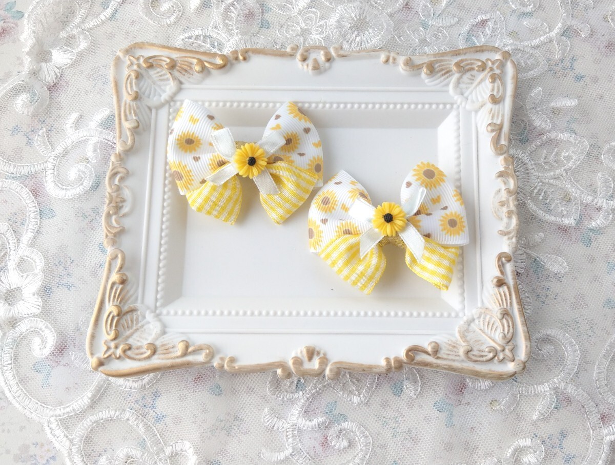 *幼SD~SD等 1/6~1/3サイズ ドール用 ヘアクリップ ヘアアクセサリー ヘアリボン 2点セット*【Sunflower】拍卖