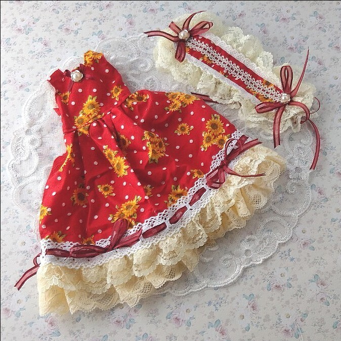 *MSD SDM等 1/4サイズ ドール お洋服 OF ワンピース ノースリーブ ドレス セット*【Red Helianthus】拍卖