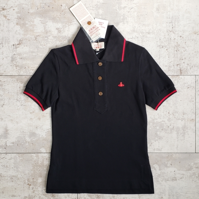 未使用 ヴィヴィアンウエストウッド レッドレーベル オーブ コットン 半袖 ポロシャツ 1 日本製 黒 Vivienne Westwood RED LABEL CHOICE拍卖