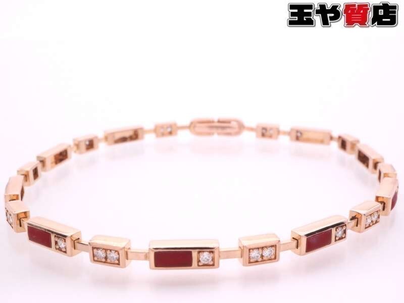 ダイヤ0.42ct 赤石 デザイン ブレスレット K18PG ピンクゴールド拍卖