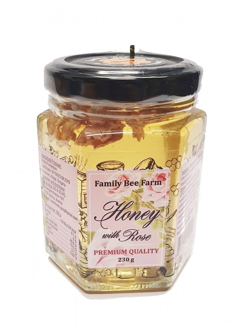 ブルガリア産◆薔薇のはちみつ(ローズハニー) オーガニック◆230g◆ローズオイル バラの花びら(ロースペタル)入り◆ブルガリアから拍卖