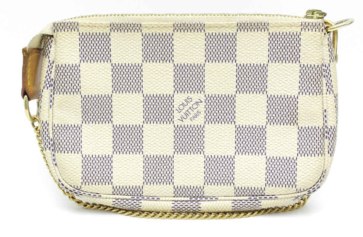 中古 安心価格 LOUIS VUITTON ルイ ヴィトン ダミエ アズール ポシェット アクセソワール ミニ N58010拍卖