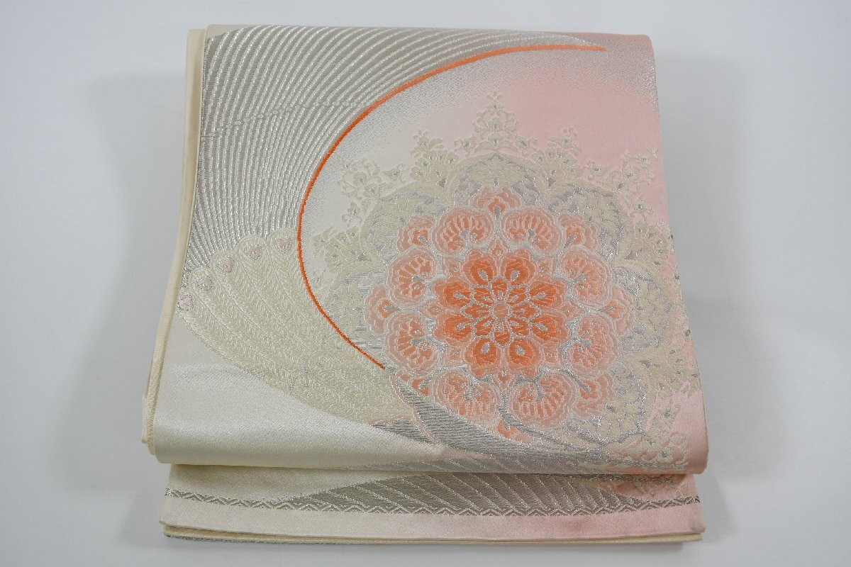 袋帯 六通柄 花 振袖 帯丈430cm ★着物屋 ne-8665 桜庭呉服店拍卖