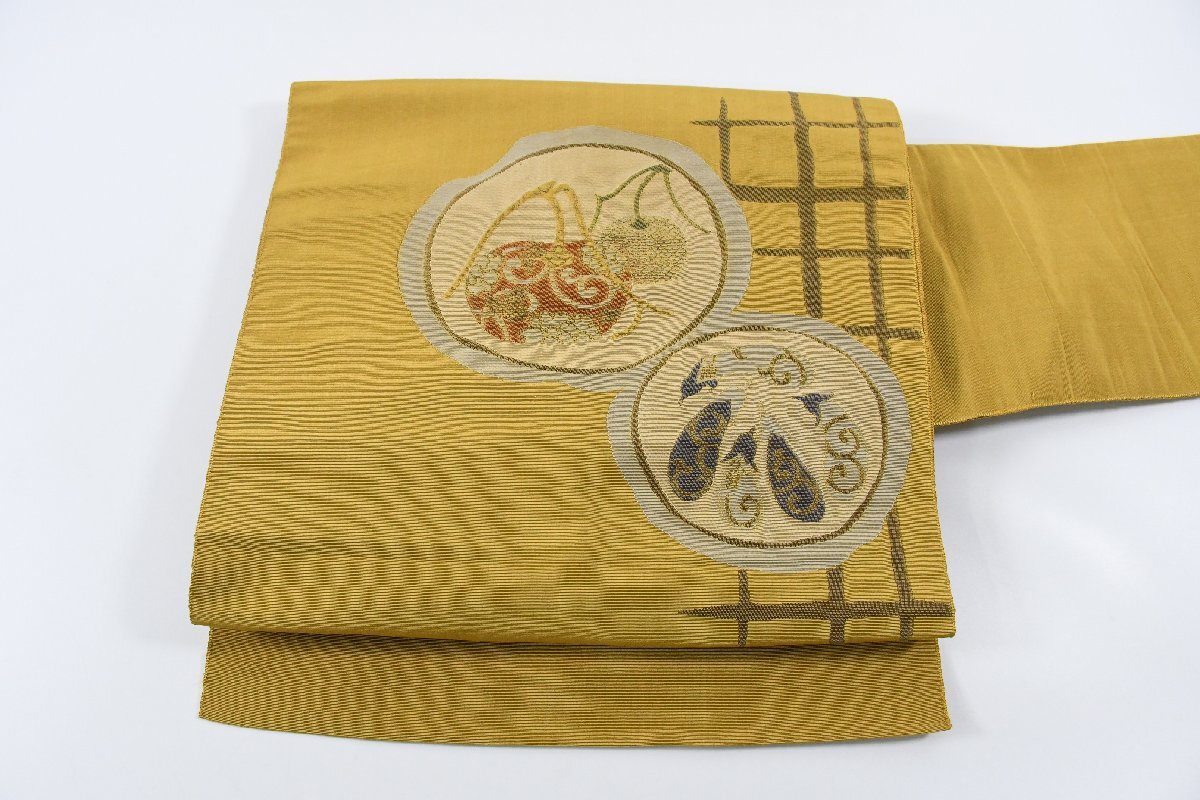 名古屋帯 茄子 野菜 果物 帯丈360cm ★着物屋 ne-15374 桜庭呉服店拍卖