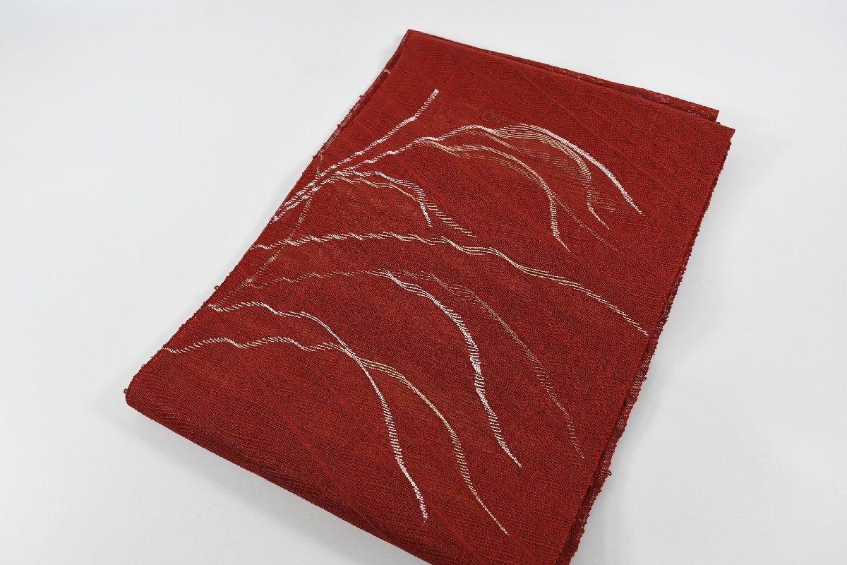 袋名古屋帯 夏帯 お太鼓柄 葉 帯丈356cm ★着物屋 ne-15977 桜庭呉服店拍卖