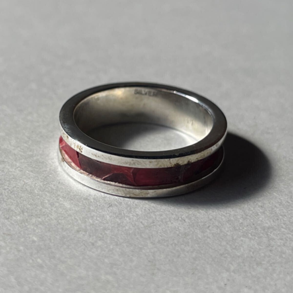 vintage silver ring リング 指輪 SV925 レザー 革 16号拍卖