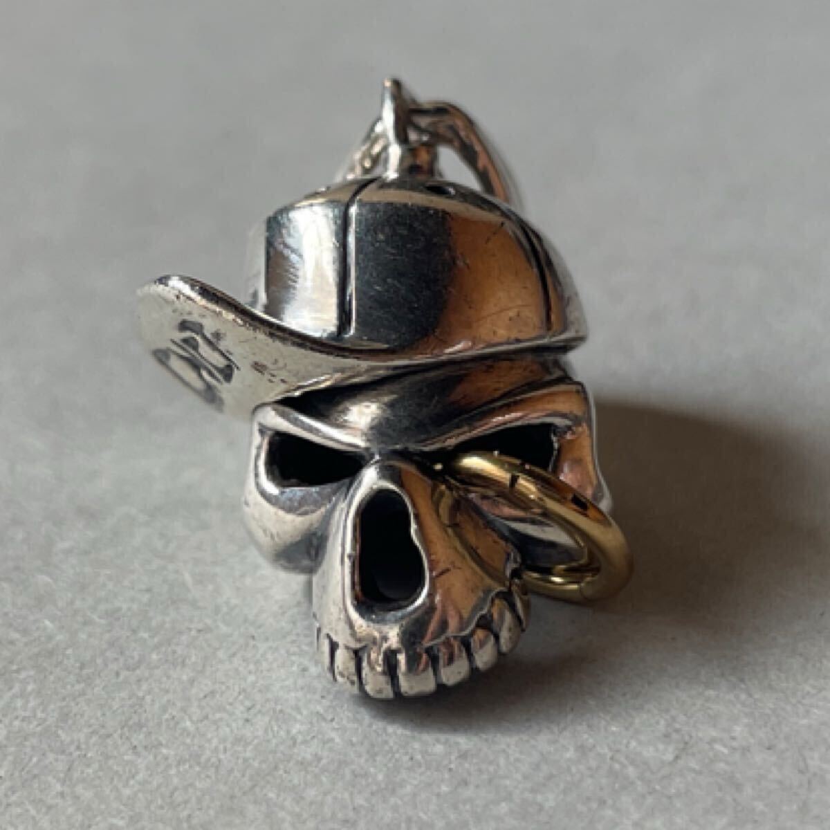 スカル ドクロ ヘッド キャップ ストリート ネックレス トップ 925 シルバー925 髑髏 ヒップホップ拍卖