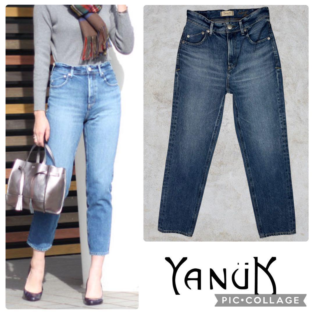 【美品】YANUK ハイウエスト ANNETTE ストレート デニム 24 青系拍卖