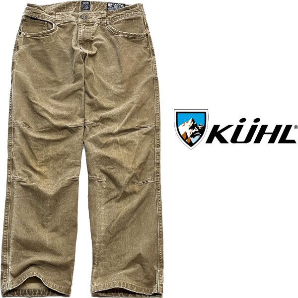 1点物◆クールKUHLアウトドアパンツ茶3Dチノパン古着メンズ34MLレディースOKアメカジ90sストリートUSブランド中古クライミングパンツ348954拍卖