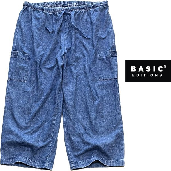 1点物◆Basic Editionsワイドデニムパンツ青カーゴパンツ古着XLメンズレディースOKアメカジ90sストリート/スポーツブランド/イージー349052拍卖