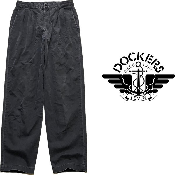 1点物◆リーバイス系ドッカーズ黒2タックチノパン古着メンズレディースOKアメカジ90sストリート/スポーツMixワークパンツ/スラックス349091拍卖