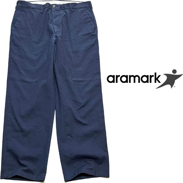 1点物◆ARAMARKワークパンツ濃紺チノパン古着XLメンズ36レディースOKアメカジ90sストリート/スポーツMixチノパン中古スラックス349096拍卖