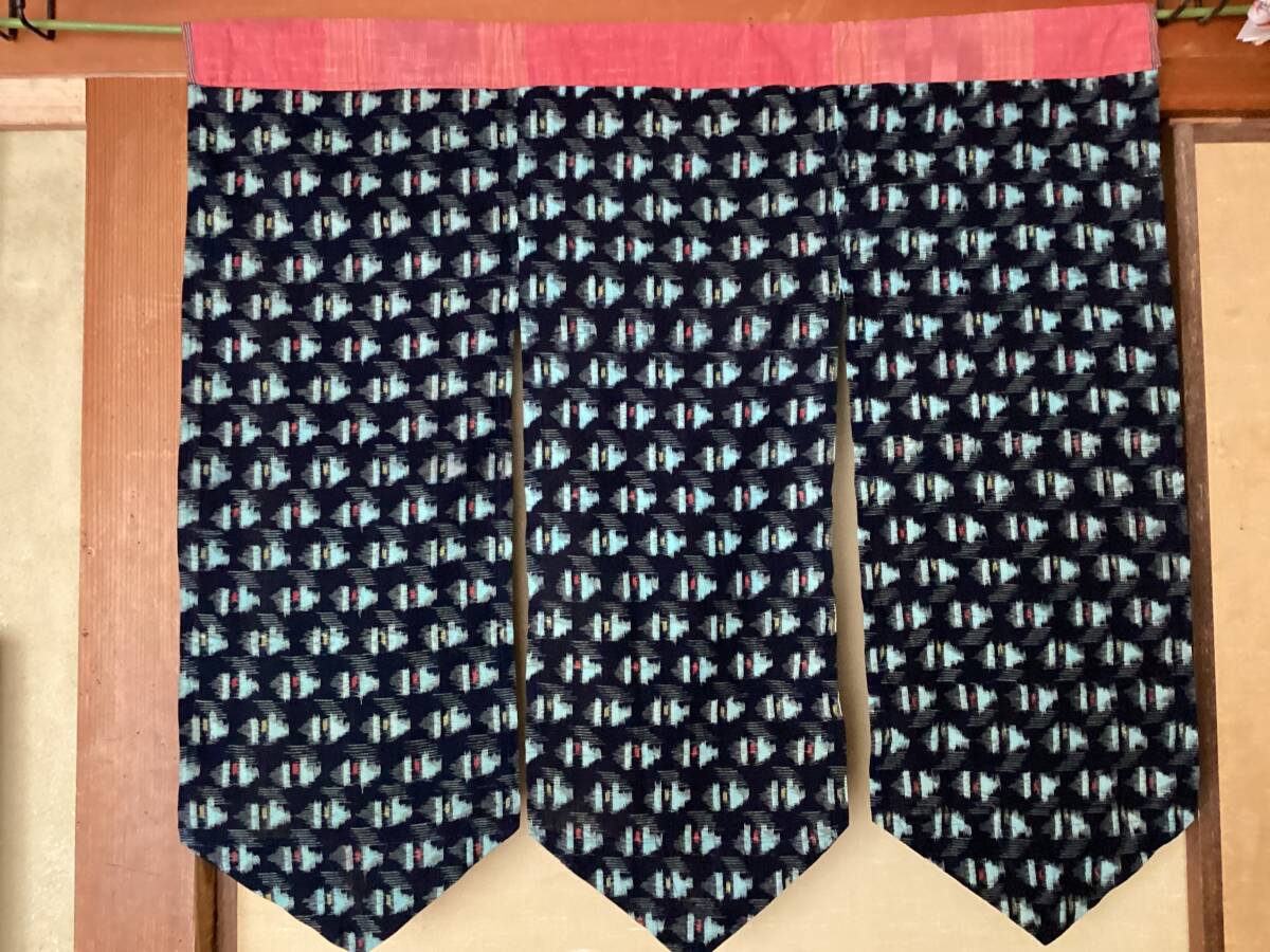 暖簾 絣 のれん 巾 89 X 丈 82 ハンドメイド かすり 久留米絣 和風 古布 反物 間仕切り 目隠し 店. 木綿拍卖