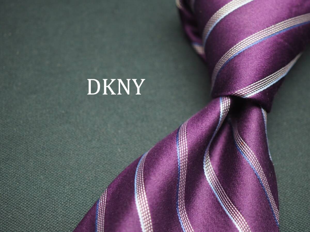 美品【DKNY ダナキャラン ニューヨーク】 E1141 パープル SILK ブランド ネクタイ 古着 良品拍卖