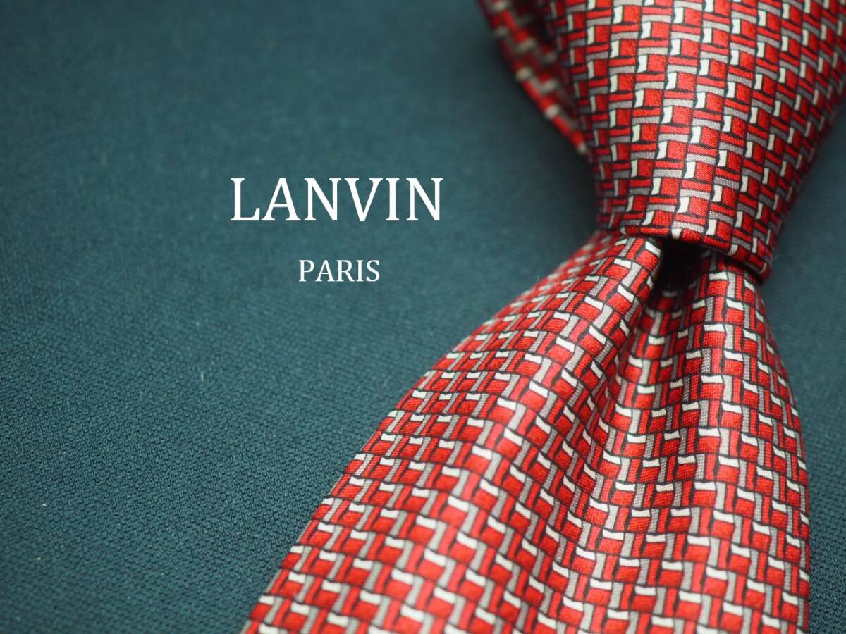 美品【LANVIN ランバン】 E1167 ワイン グレー SILK ブランド ネクタイ 古着 良品拍卖